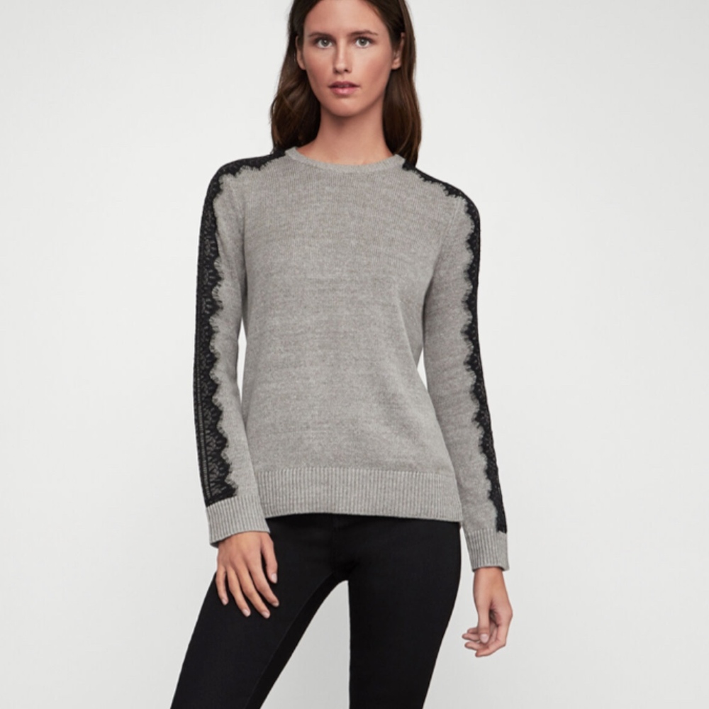 BCBGMAXAZRIA Women's Lace Trim Sweater - NWT - Med